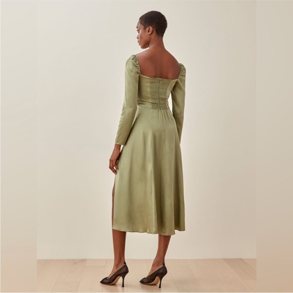 Reformation Maryanne Silk Dress in green - Picture 5 of 9